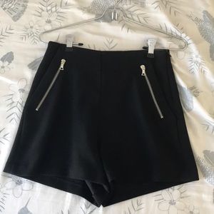 High wasted black dress shorts